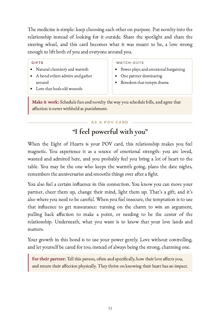 POV and Marriage readings, with partner tips and a vow