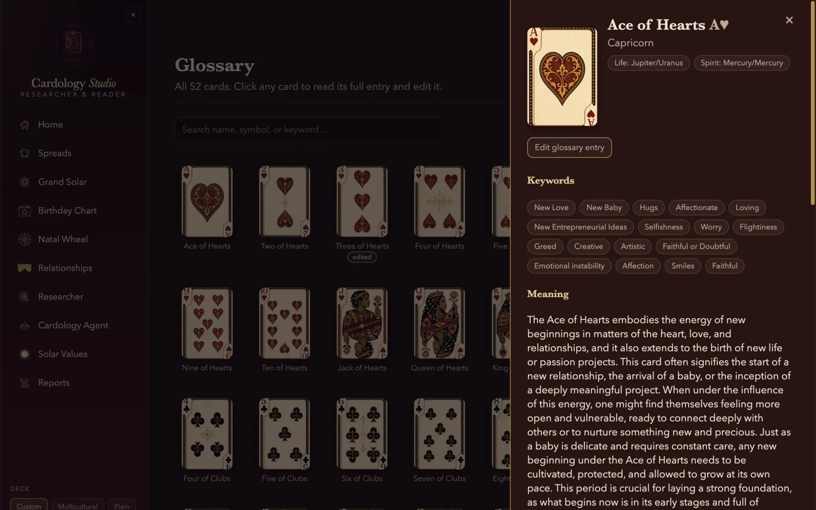 52-Card Glossary